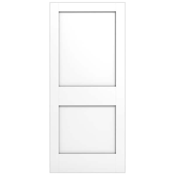 Alexandria Moulding 28 in. x 80 in. x 1-3/8 in. 2-Panel Flat Square Top Shaker Sticking Pre-Fit and Beveled Primed Wood Core Door Slab