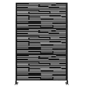 72 in. x 47 in. Outdoor Metal Privacy Screen Garden Fence in Shine Pattern in Black, Wall Decal