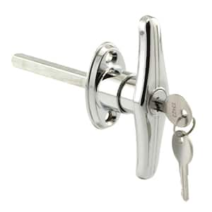 T-Locking Handle, Keyed Alike, 5/16 in. Square Shaft, Chrome (2-pack)