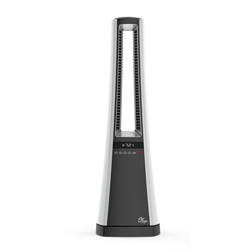 Blue Ceramic Bladeless Floor-Standing Heating Fan with Thermostat