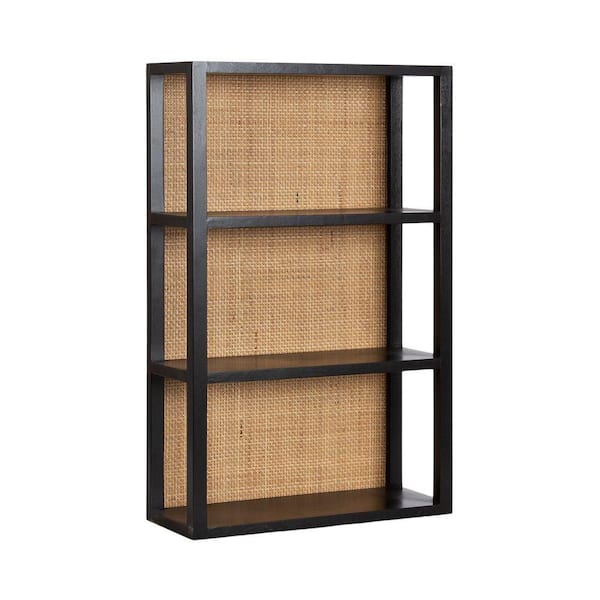 Ori 19 in. W x 7 in. D Black Wood Decorative Wall Shelf