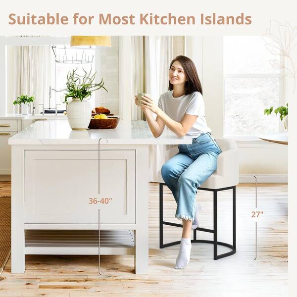 LUE BONA Crystal Linen Fabric Upholstered Counter Stool