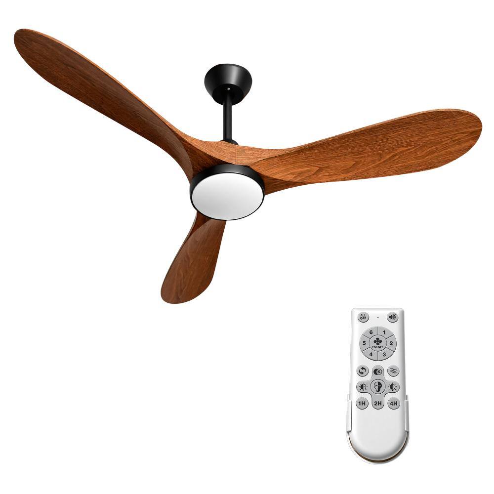 52 in. LED Indoor Downrod Contemporary Style Black Walnut Ceiling Fan with Light Kit, Timer price history on PriceWatchPro