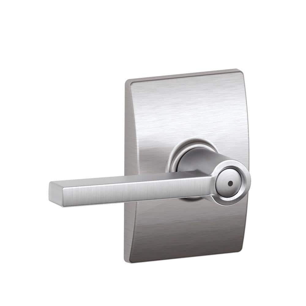 Schlage Latitude Satin Chrome Privacy Bed/Bath Door Handle with Century ...