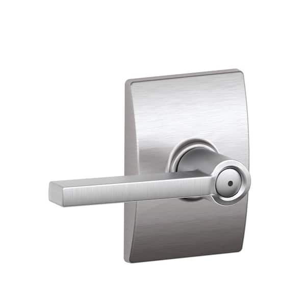 Schlage Latitude Satin Chrome Privacy Bed/Bath Door Handle with Century Trim  F40 LAT 626 CEN - The Home Depot