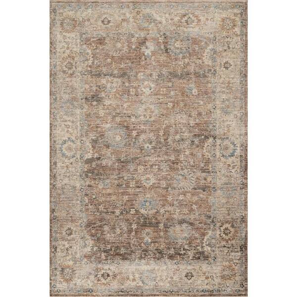 7 ft. x 9 ft. Brown Rada Traditional Vintage Floral Indoor Area Rug