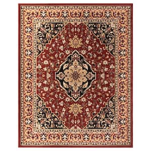 Glendale Red 5 ft. x 8 ft. Abstract Polypropylene Area Rug