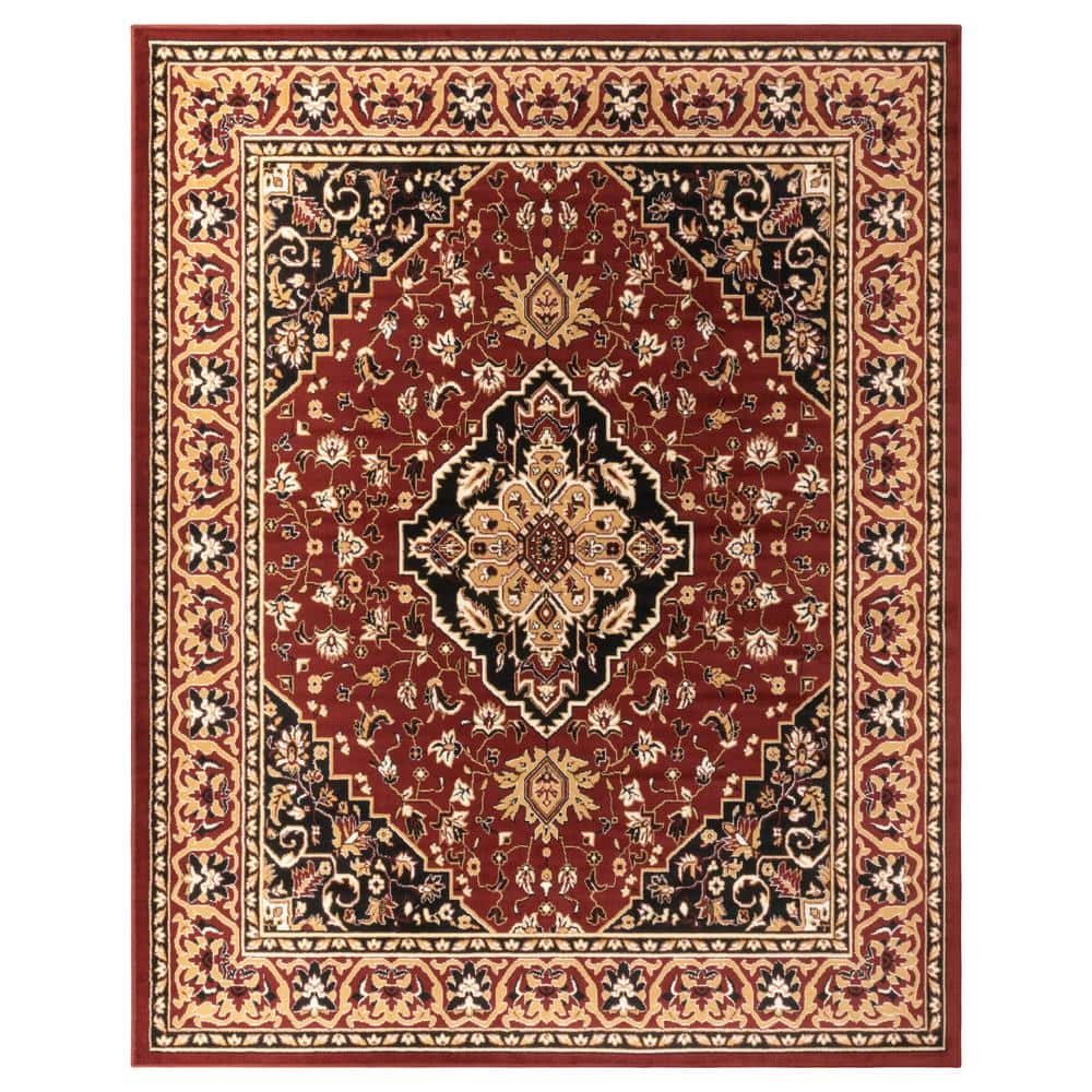 Red Floral Medallion Synthetic Indoor Area Rug, 8' x 10'