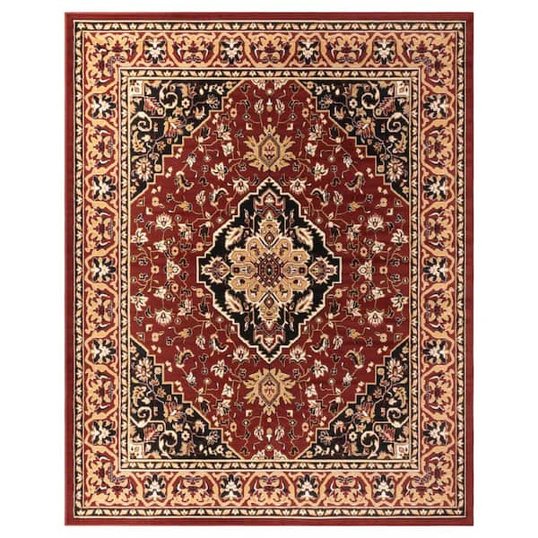 Glendale Red 8 ft. x 10 ft. Abstract Polypropylene Area Rug