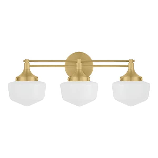 Home Decorators Collection Maybry 22.20 in. 3-Light Brushed Gold Vanity Light