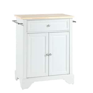Lafayette White Portable Kitchen Island with Wood Top