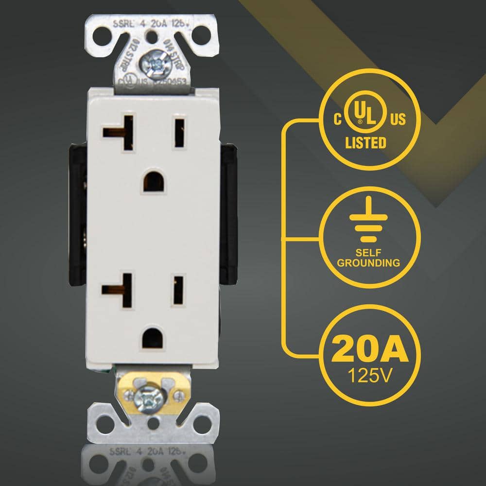 Faith 10-Pack White Thermoplastic Duplex Receptacle Outlets