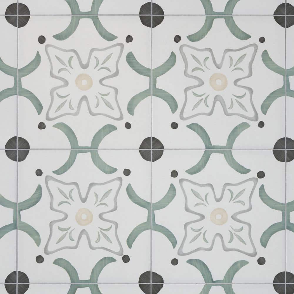 Prado Beige and Green Encaustic 9x9 Glazed Porcelain Tile Prado Beige and Green Encaustic 9x9 Glazed Porcelain Tile