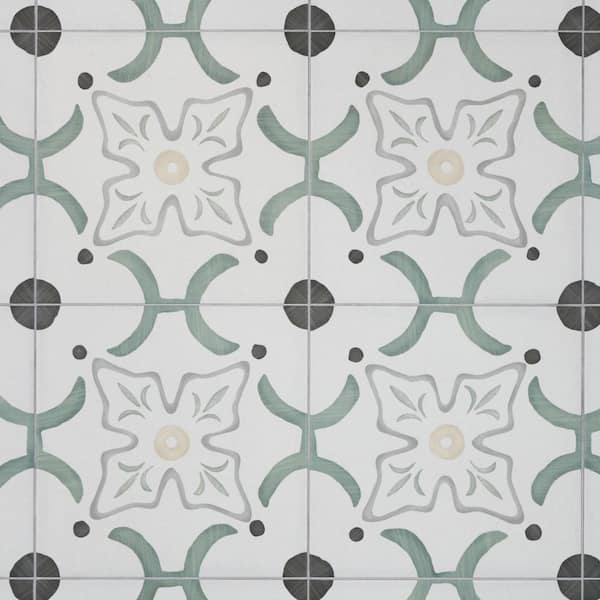Ivy Hill Tile Aster Flora Green 8.77 in. x 8.77 in. Matte Porcelain Floor and Wall Tile (6.99 Sq. Ft./Case)