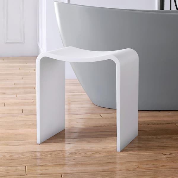 15.7 in. Solid Surface Shower Stool in White