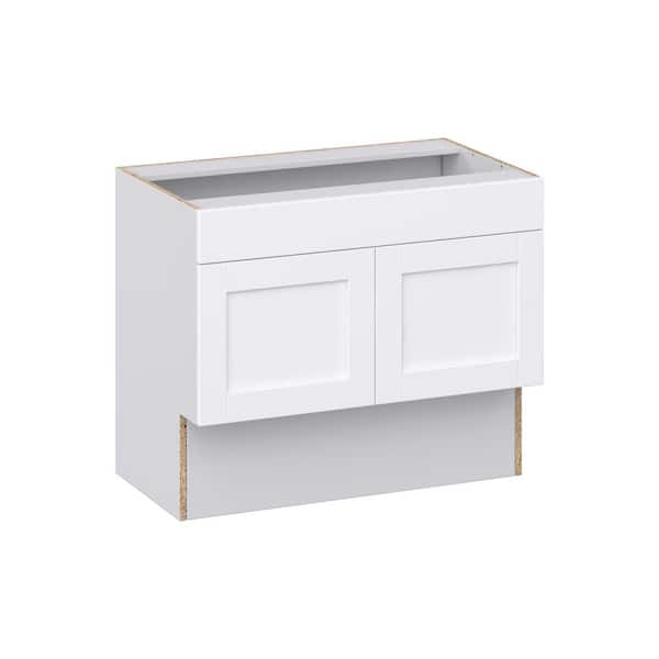 J COLLECTION Milton 36 in. W x 21 in. D x 30 in. H Assembled Shaker Accessible ADA Bath Sink Base Kitchen Cabinet in Bright White