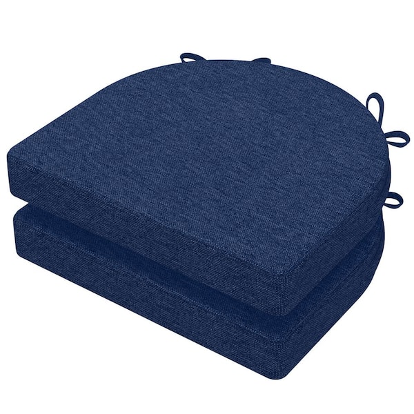 Unbranded 17 in. x 16 in. x 2 in. U-Shaped Indoor Chair Cushions Removable Cover Kitchen and Dining Chairs in Blue (Set of 2)