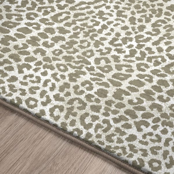 2 X 8 Beige Animal Print Runner Rug