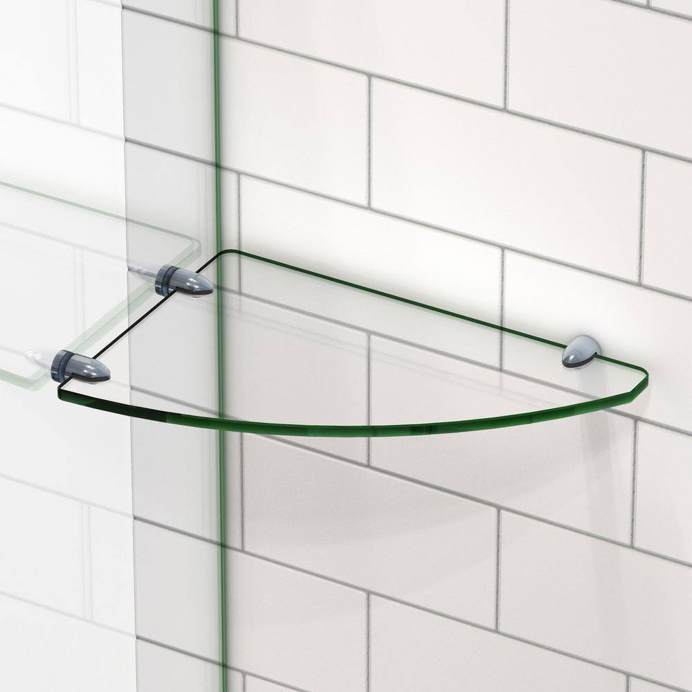 Chrome Floating Corner Glass Wall Shelf