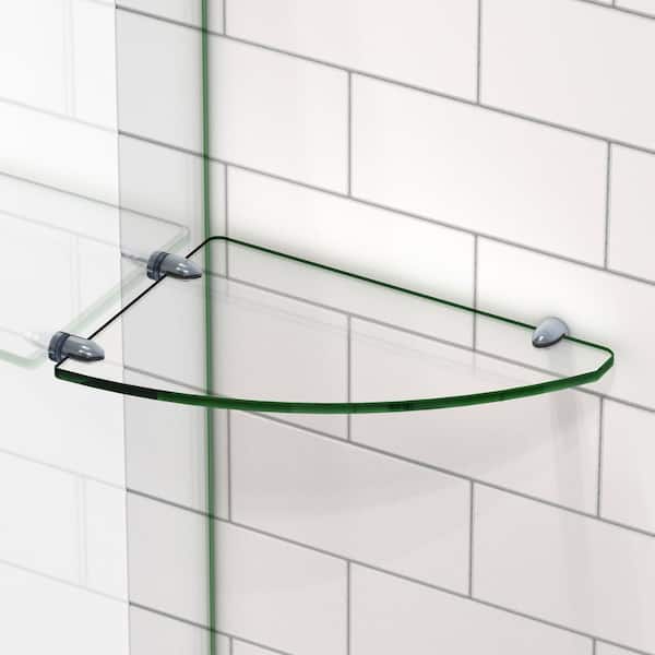 Bath Boutique Shower Clear Glass Corner Shelf - Recessed Mount