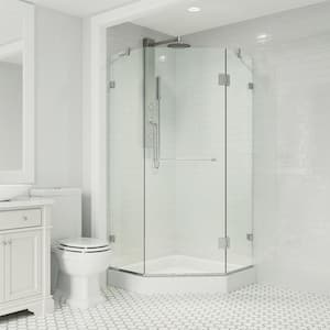 Piedmont 38 in. L x 38 in. W x 79 in. H Frameless Pivot Neo-angle Shower Enclosure Kit in Chrome with Clear Glass