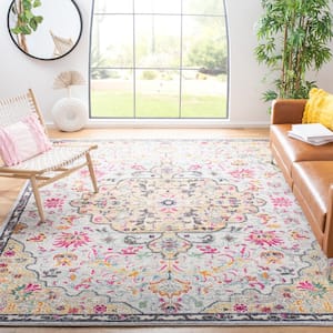 Madison Grey/Gold 12 ft. x 15 ft. Border Geometric Floral Medallion Area Rug