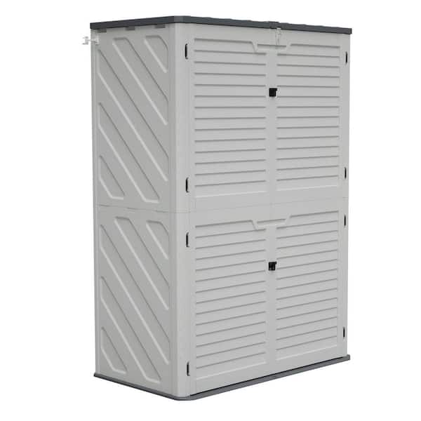 52 in. W x 30 in. D x 74 in. H HDPE Plastic Vertical Outdoor Storage Cabinet with Shelf Lockable Door in White