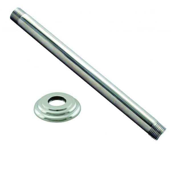 Westbrass 1/2 in. IPS x 6 in. Round Ceiling Mount Shower Arm with Flange, Polished Nickel