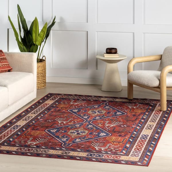 Davina Classic Spill Proof Washable Brick 9.6 ft. x 13.6 ft. Indoor Area Rug