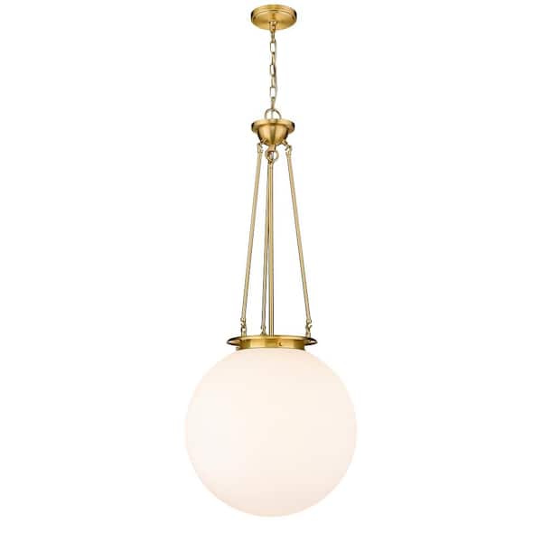 Beacon 100-Watt 1-Light Satin Gold Shaded Mini Pendant Light with Painted Glass Shade