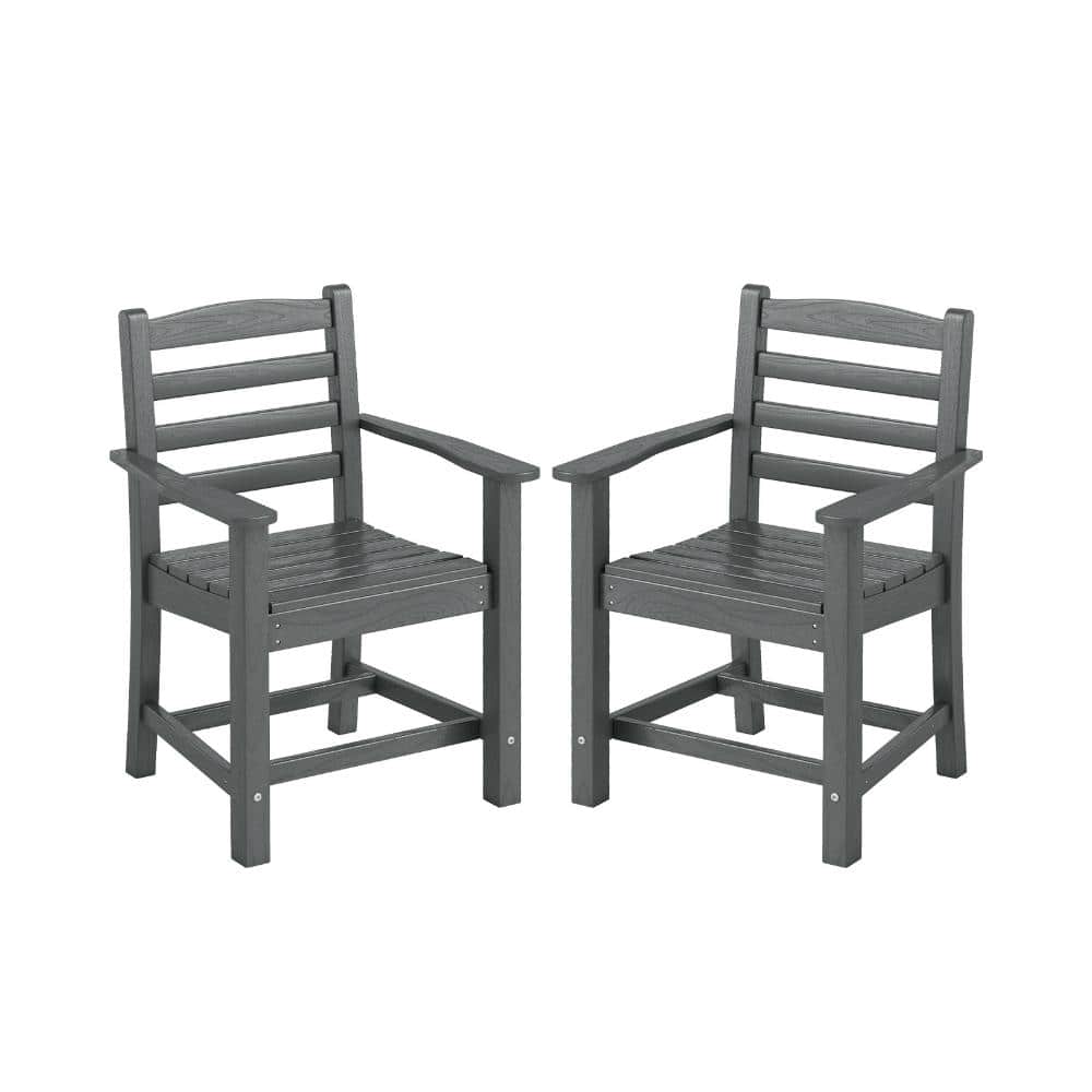 Set of 2 HDPE All Weather Patio Dining Chairs with Wide Armrests and 330 lb. Capacity, Gray price history on PriceWatchPro