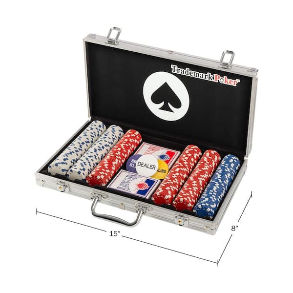 新品未開封 レアデック USPC Panama Casino Trademark Poker Poker Chip Set with Carrying Case Silver 10