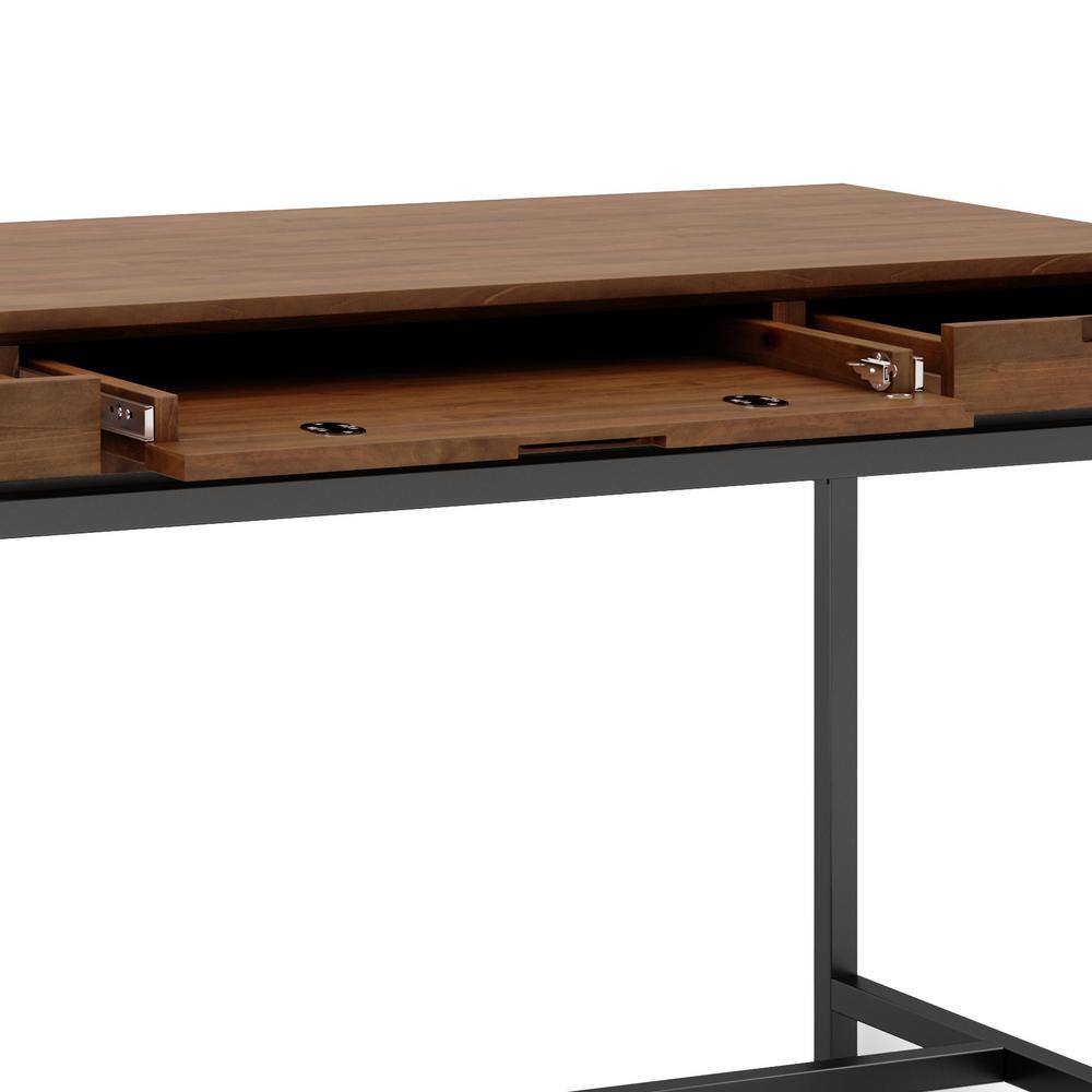 Banting Medium Saddle Brown Solid Rubberwood Desk with Drawer and Keyboard Tray