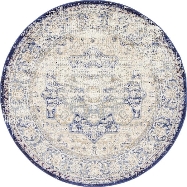 Augustus Turin Blue 5' 0 x 5' 0 Round Rug