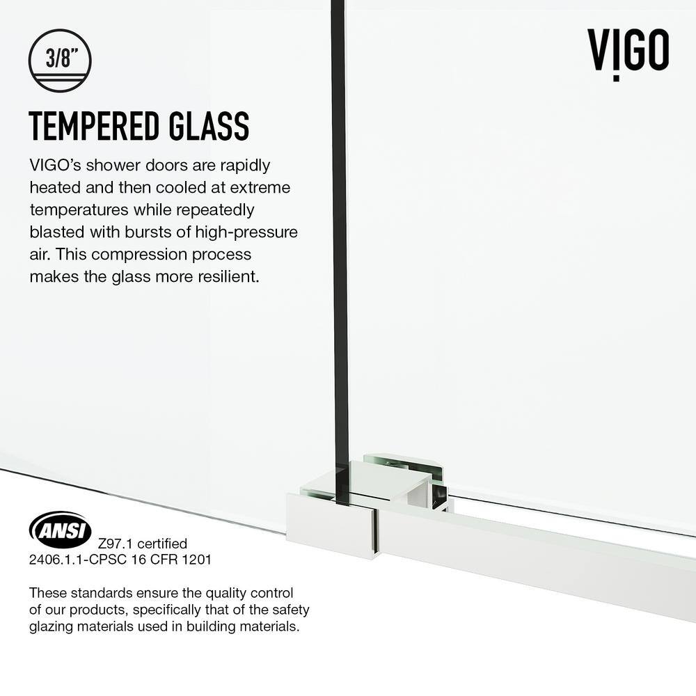 Cass 56" Frameless Sliding Shower Door with Clear Glass and Stainless Steel