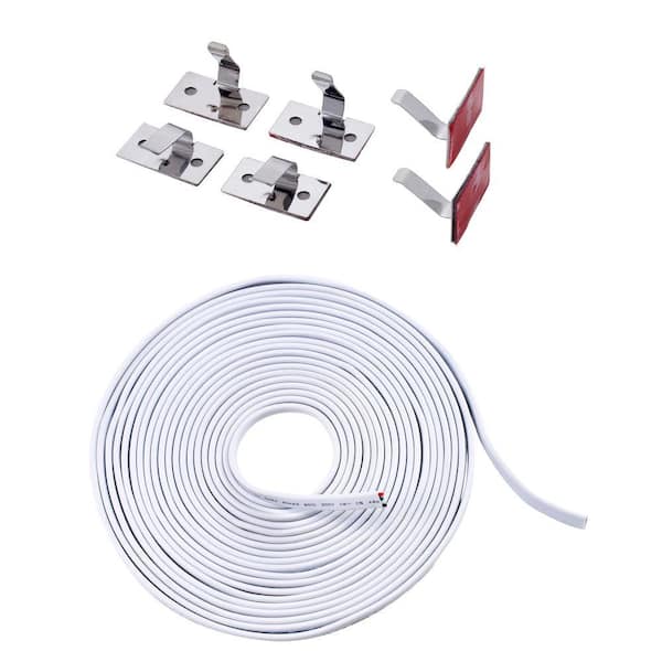 Push Wire 100 ft. Connector Cord Jumper Wire for Under Cabinet Lighting, Flat 5/6 in. or 8mm Cable, 4-Core CL2 Compliant