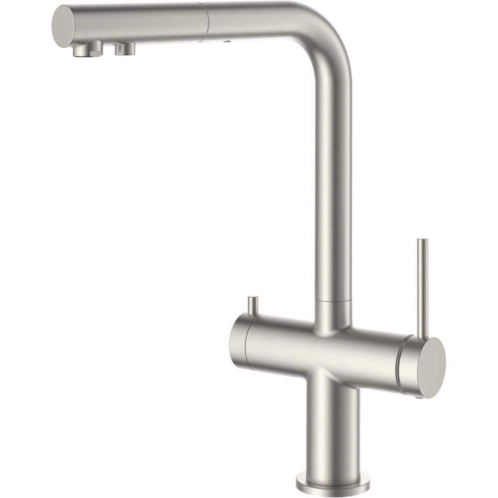 14 in. H Circular 2-in-1 Water Filter Pull Out Sprayer Kitchen Faucet with 