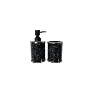 Ambrose Exquisite 2-Piece Black Soap Dispenser and Toothbrush Holder Bath Accessory Set