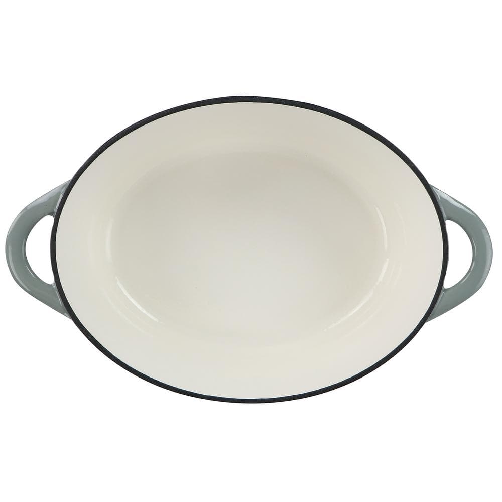 Gray 7-Quart Oval Enameled Cast Iron Casserole Dish