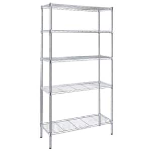 71.7 in. H 5-Tier Chrome Heavy Duty Shelving Unit Wire Metal Stackable Storage