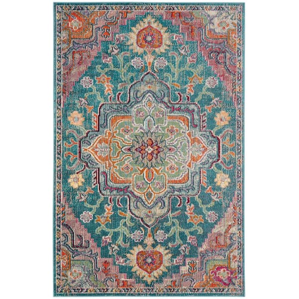 SAFAVIEH Crystal Teal/Rose 4 ft. x 6 ft. Area Rug