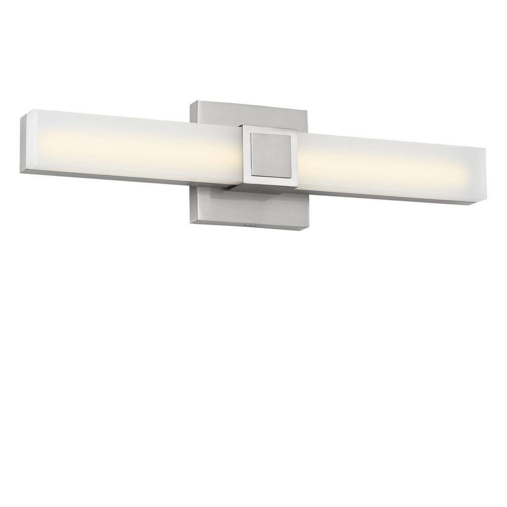 Fentress 18 in. W x 4.5 in. H Brushed Nickel Modern Dimmable LED Bathroom Vanity Light with White Acrylic Shade price history on PriceWatchPro