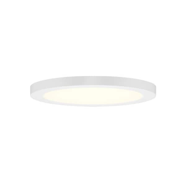 9 in. Modern White Round Low-Profile Integrated LED Flush Mount (2-Pack)