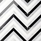 Chelsea Black and White 8 in. x 8 in. Polished Marble Mosaic Tile (0.43 sq. ft./ Each)