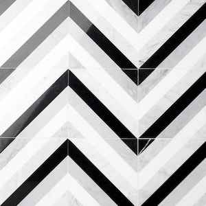Chelsea Black and White 8 in. x 8 in. Polished Marble Mosaic Tile (0.43 sq. ft./ Each)