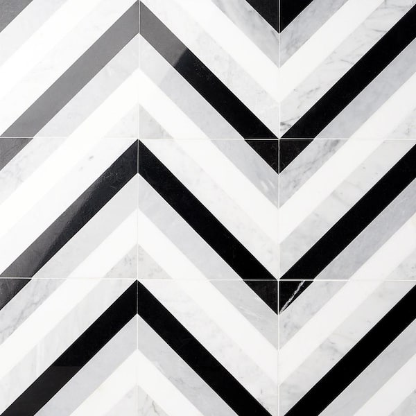 Ivy Hill Tile Chelsea Black and White 8 in. x 8 in. Polished Marble Mosaic Tile (0.43 sq. ft./ Each)