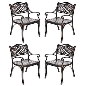 Outdoor Dining Chairs Cast Aluminum Patio Bistro Chairs Armchairs (Set of 4)