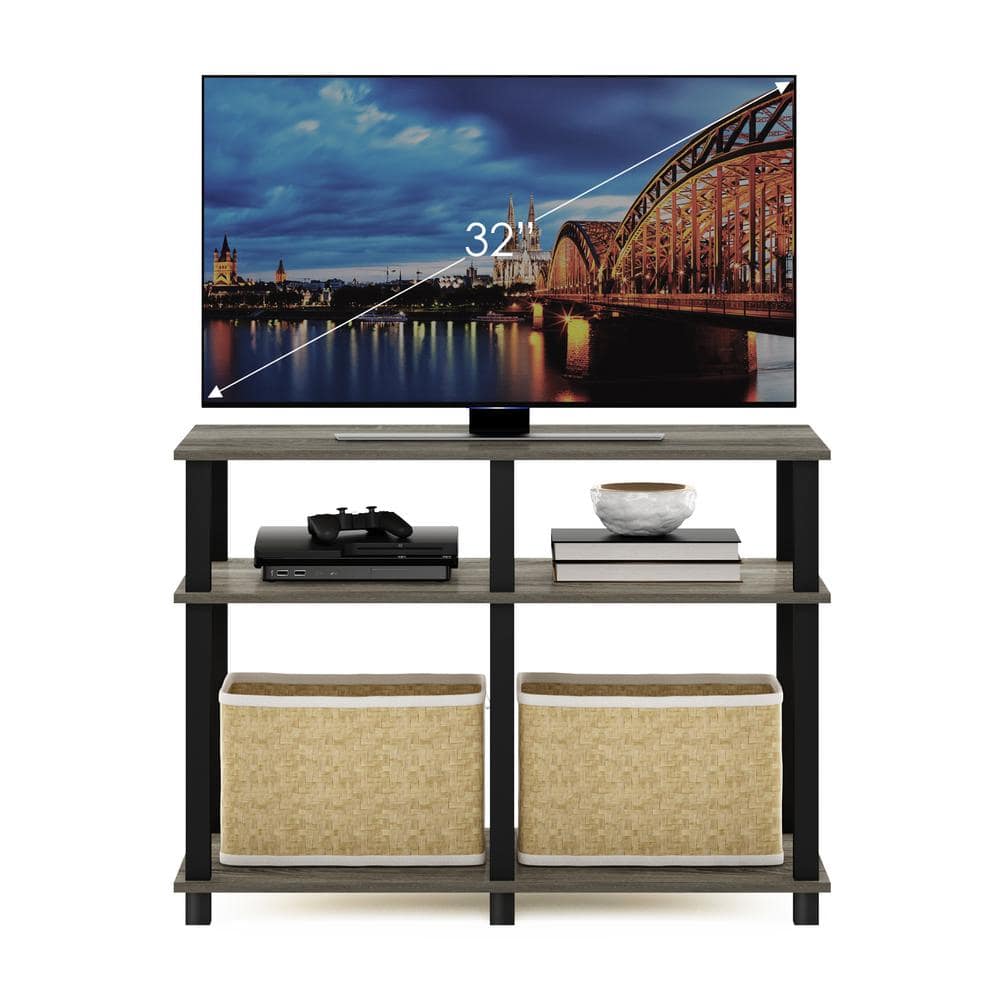 Chic French Oak and Black 40" Turn-N-Tube TV Stand