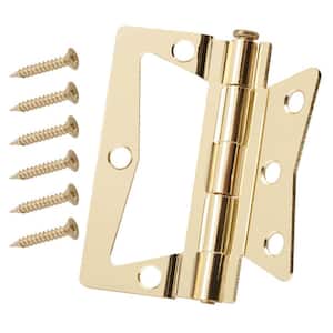 3 in. Satin Brass Non-Mortise Hinges (2-Pack)