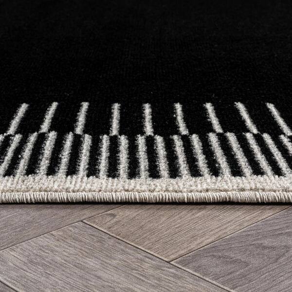 Modern Abstract Bordered Area Rug for Living Room, Bedroom, or Entryway 4 ft. x 6 ft. Black